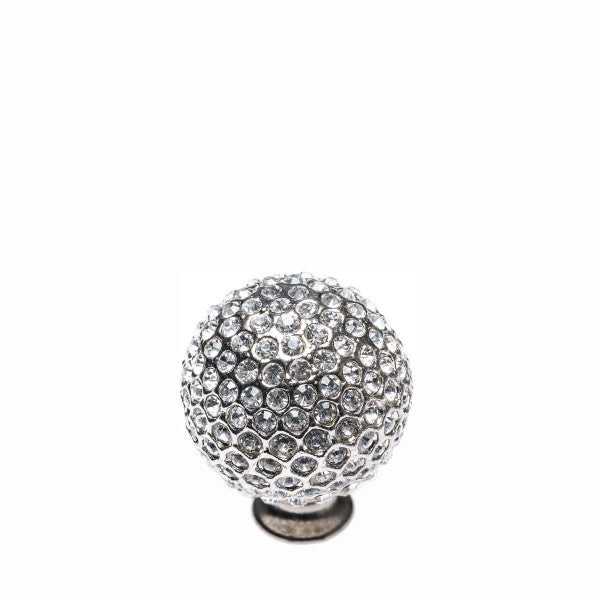 Romina Crystal & Metal Ball - Silver With White Stone