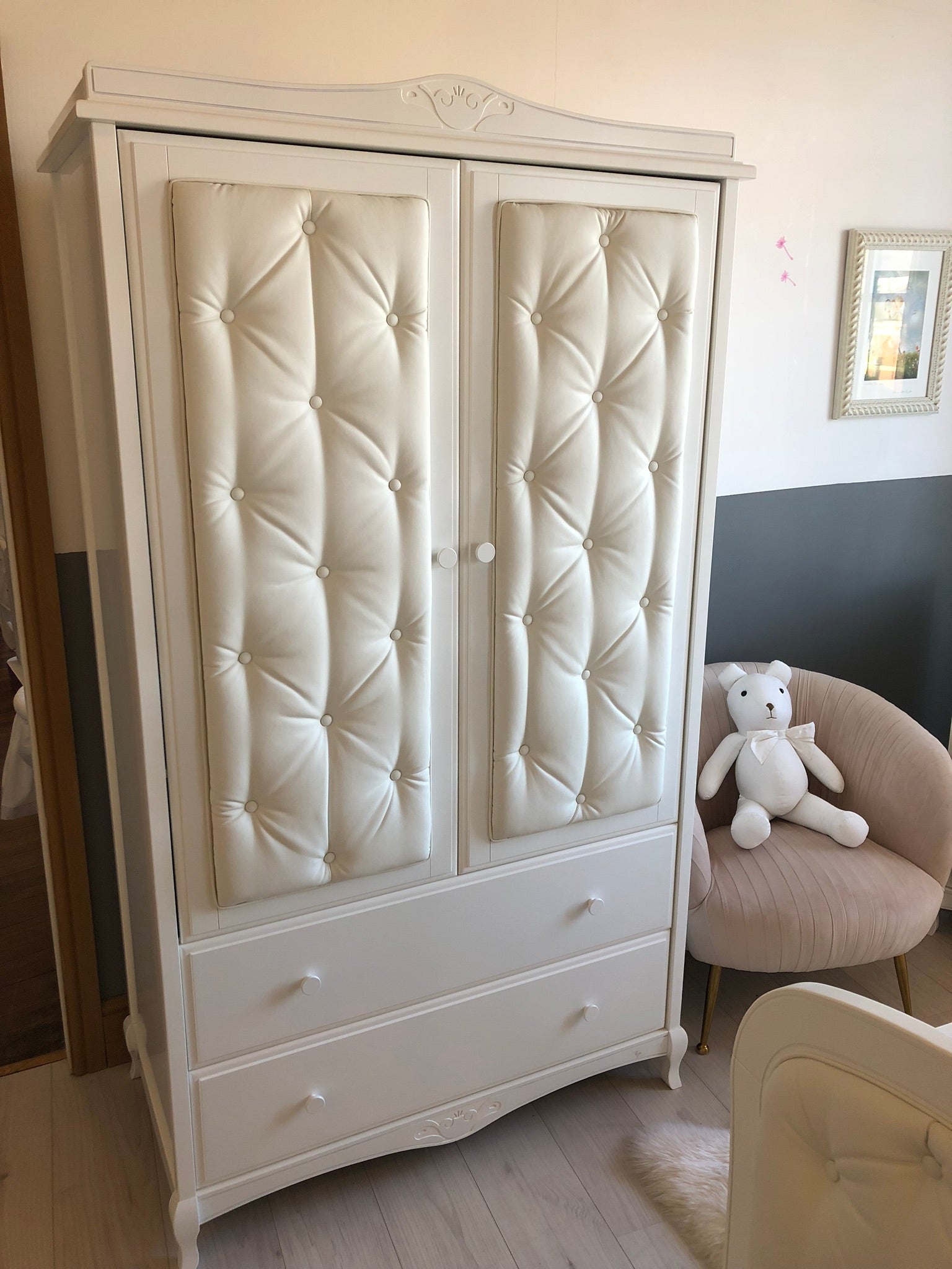 Adorable Buttoned Double Wardrobe