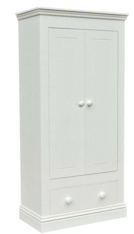 New Hampton 2 Door Wardrobe With 1 Drawer - White