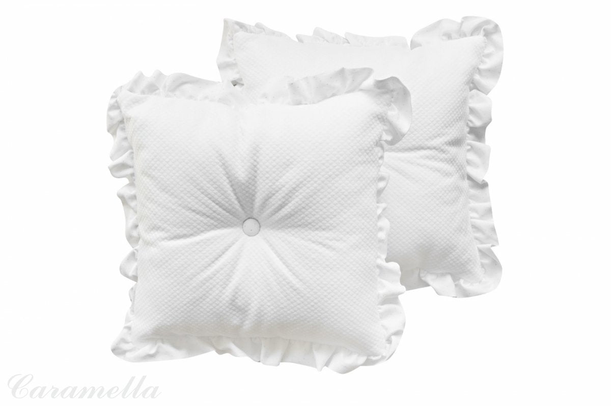 Caramella Shiny White Pillows With Flounce