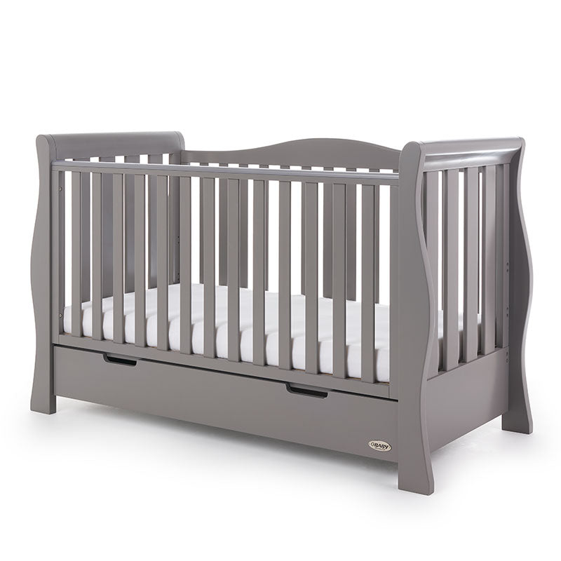 Obaby Stamford Luxe Sleigh Cot Bed - Taupe Grey