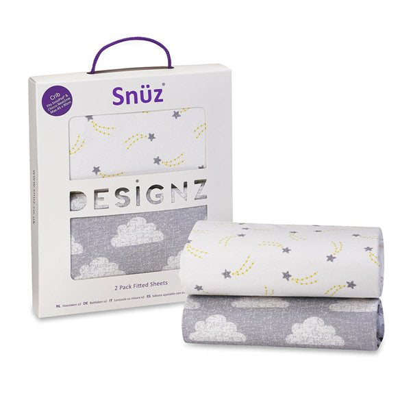 Snuz Crib 2 Pack Fitted Sheets – Cloud Nine